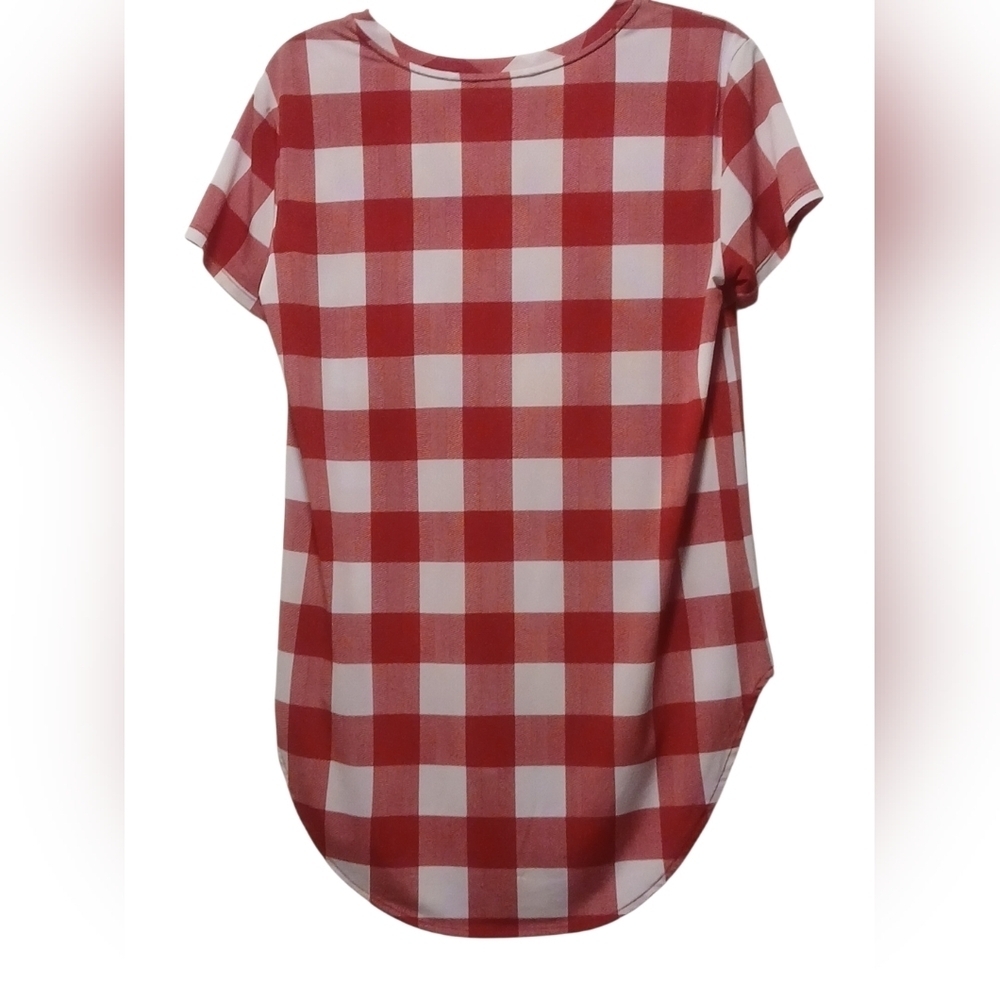 Peter Nygard- NWT, Red & White Checkered Short Sleeve Top, V-Neck, Size Small - Picture 7 of 10